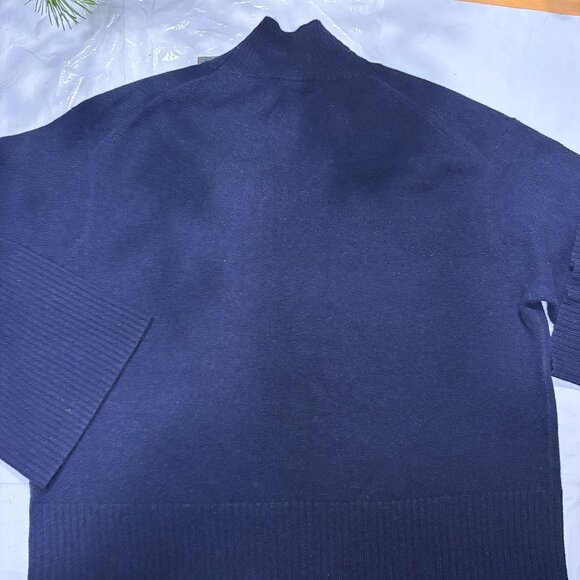 Banana Republic Sz M Cashmere Mock-neck woman Navy Sweter , pullover $170 - Picture 6 of 6